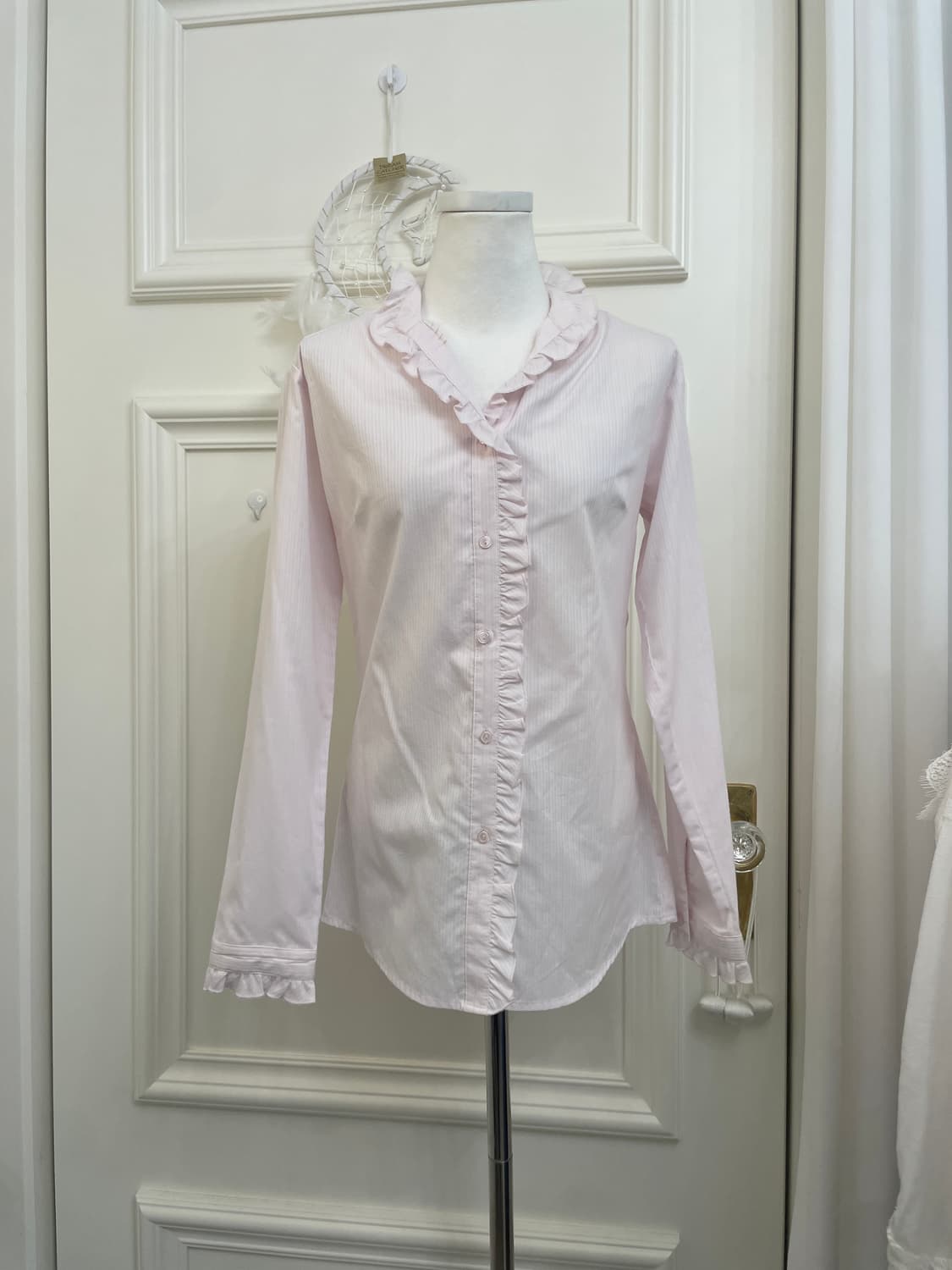 pink ruffle point lovely shirt&white lac 상품이미지6