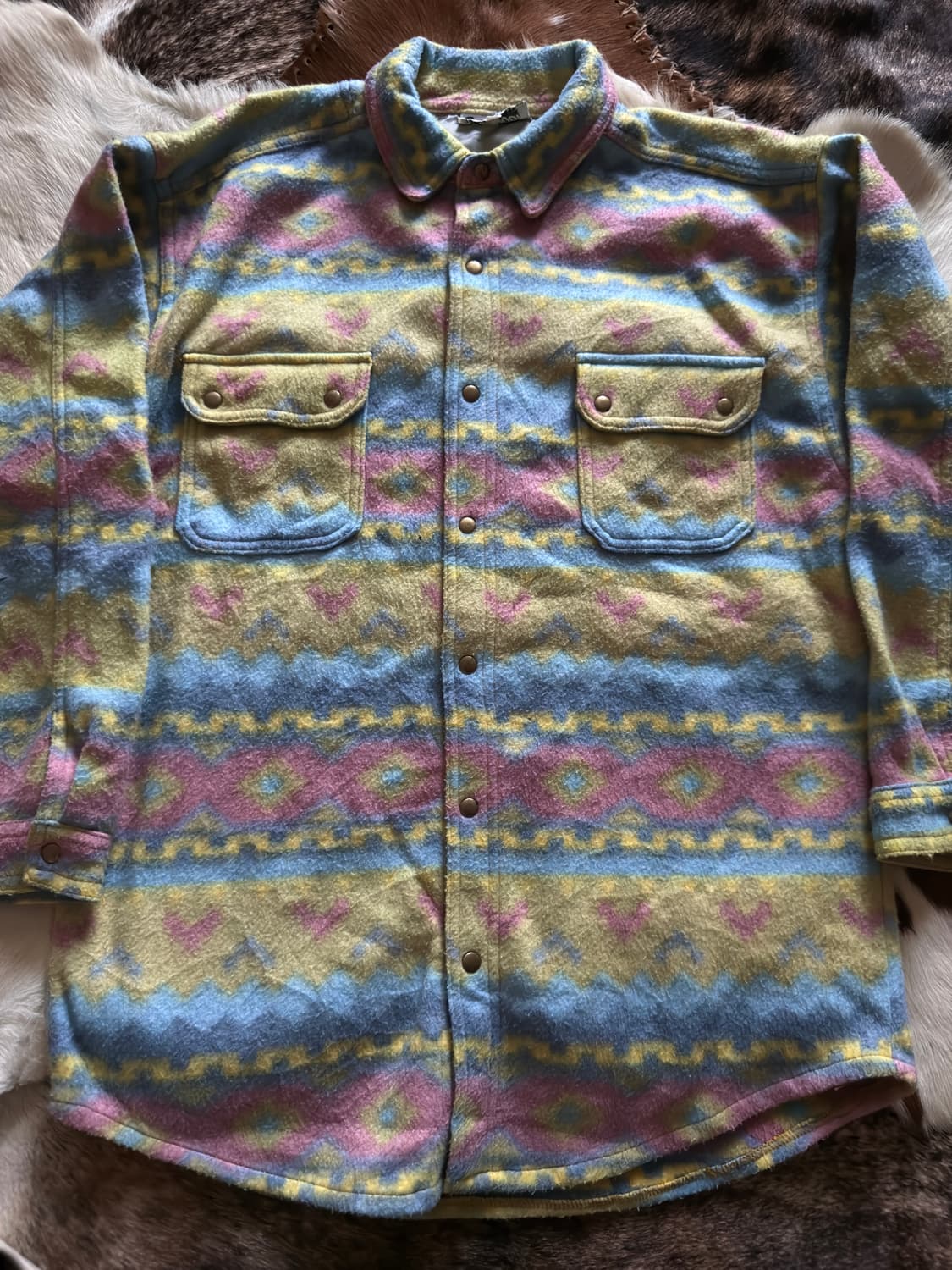 vtg Aztec Ethnic fleece shirt 상품이미지3