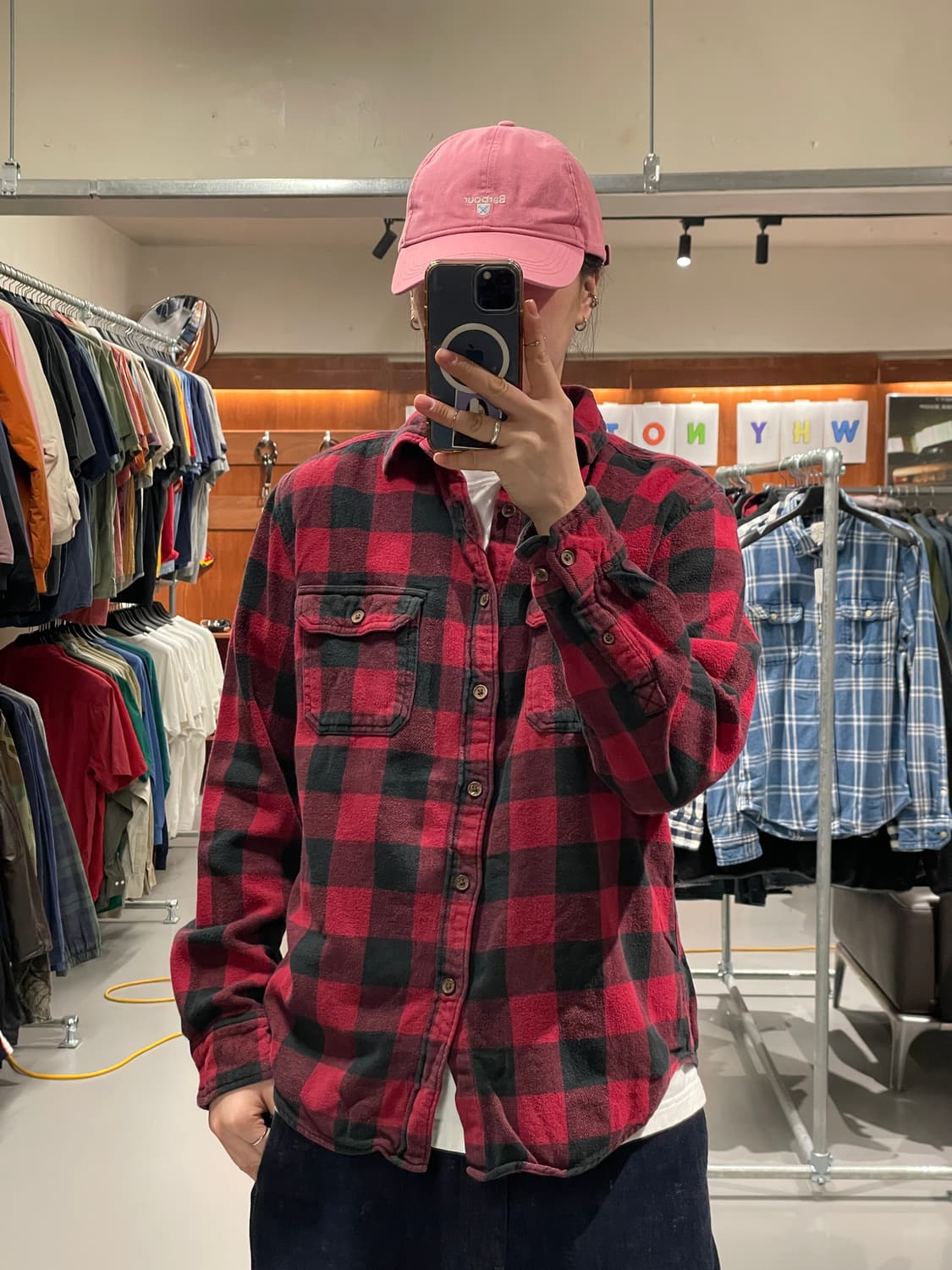 빈티지 체크 패턴 플란넬 셔츠 상품이미지1