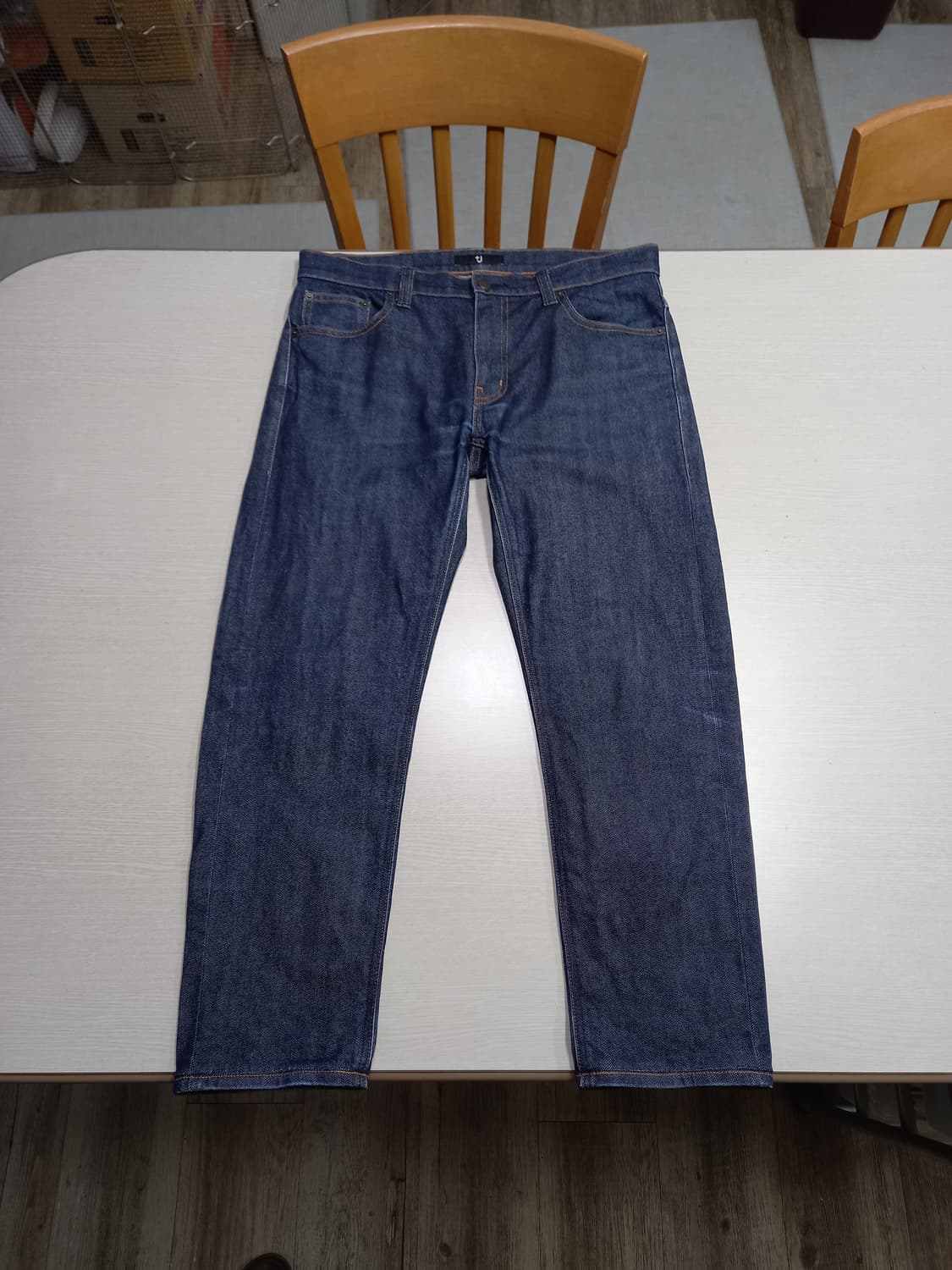 33 질샌더 유니끌로 셀비지 스판 슬림일자진 진청 33-425 상품이미지1