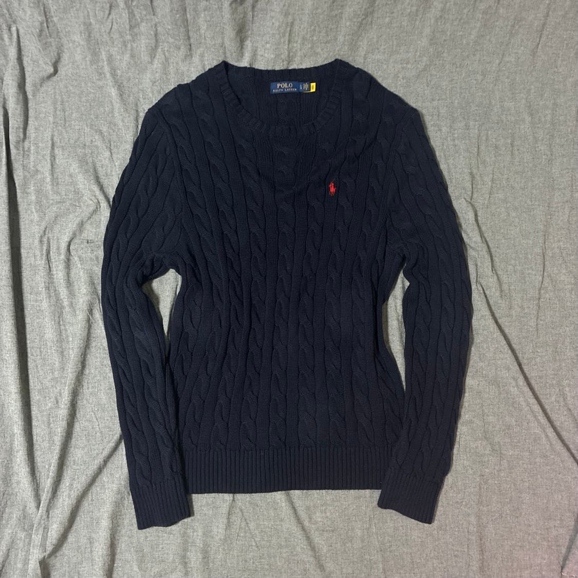 (정품 QR) 신형 폴로 랄프로렌 네이비 꽈배기 니트 L사이즈 상품이미지1