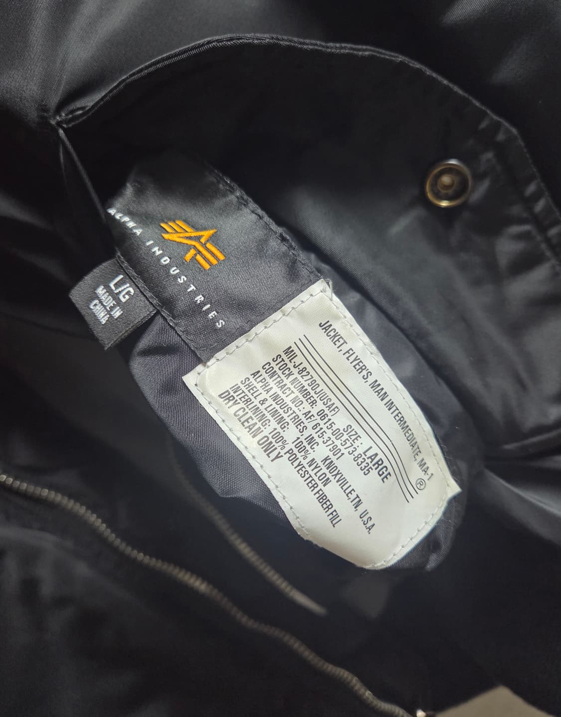 알파인더스트리 MA-1 루즈핏 사이드짚 블랙 L 상품이미지7