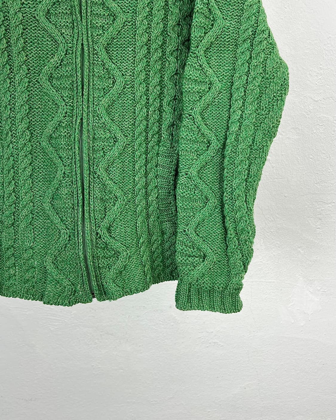 아란크래프트 믹스 그린 케이블 메리노 울 니트 가디건 상품이미지5