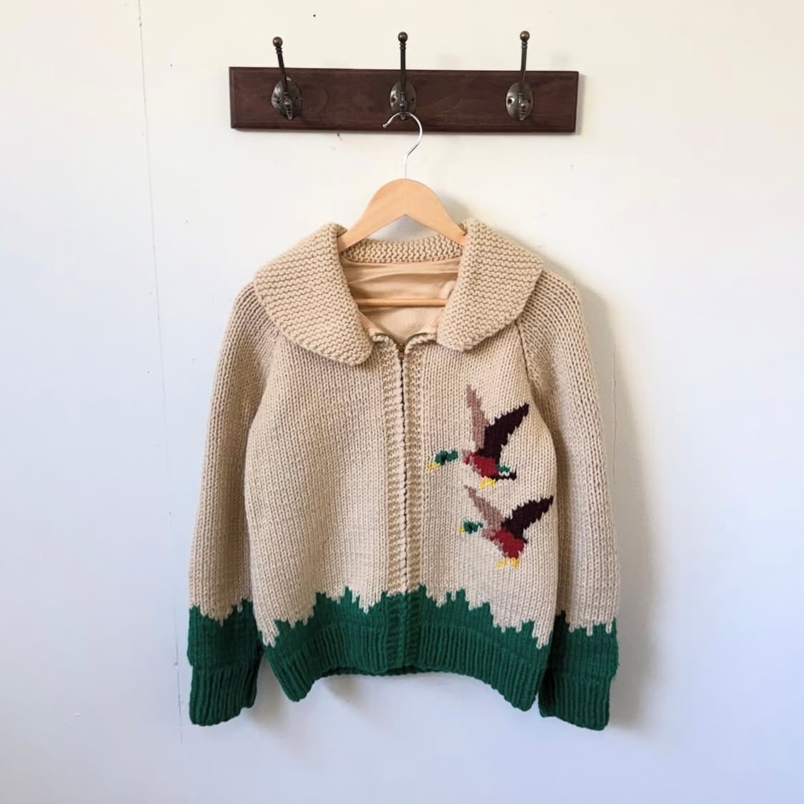 60’s 청둥오리 핸드메이드 니트 집업 상품이미지3