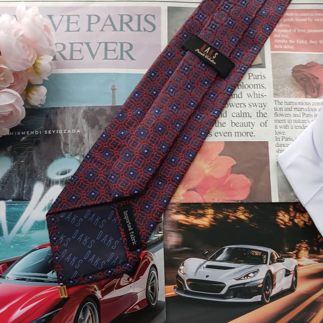 닥스 실크 레드&네이비 지오메트릭 넥타이 9.1cm A+등급 A18616 상품이미지4