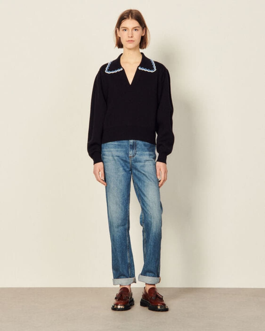 산드로 크로쉐 브레이드 스웨터 1사이즈 상품이미지1