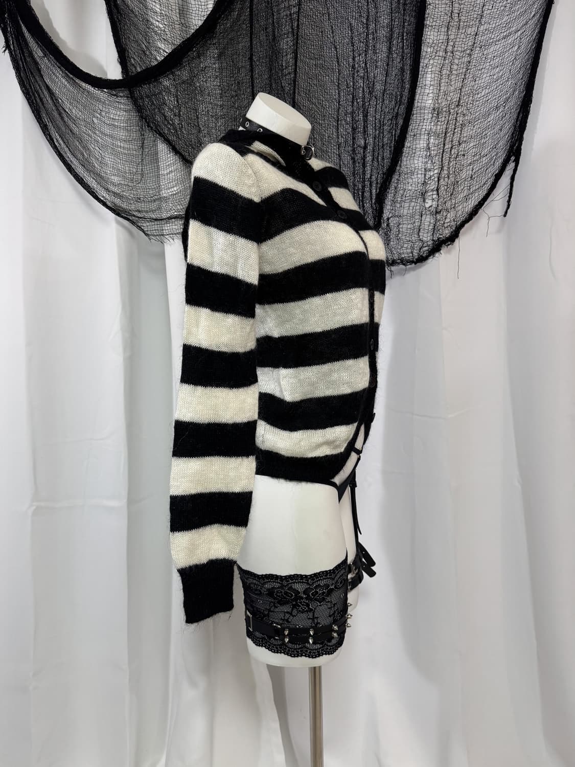stripe knit hood cardigan 상품이미지3