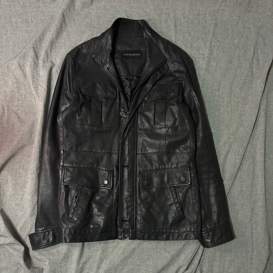 블랙 양가죽 야상 자켓 상품이미지4