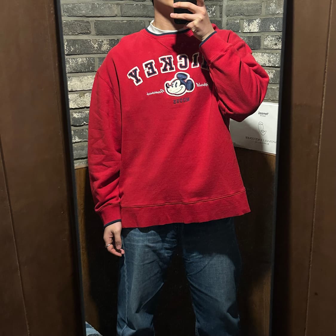 XL) 디즈니랜드 미키마우스 레드 맨투맨 티셔츠 상품이미지7