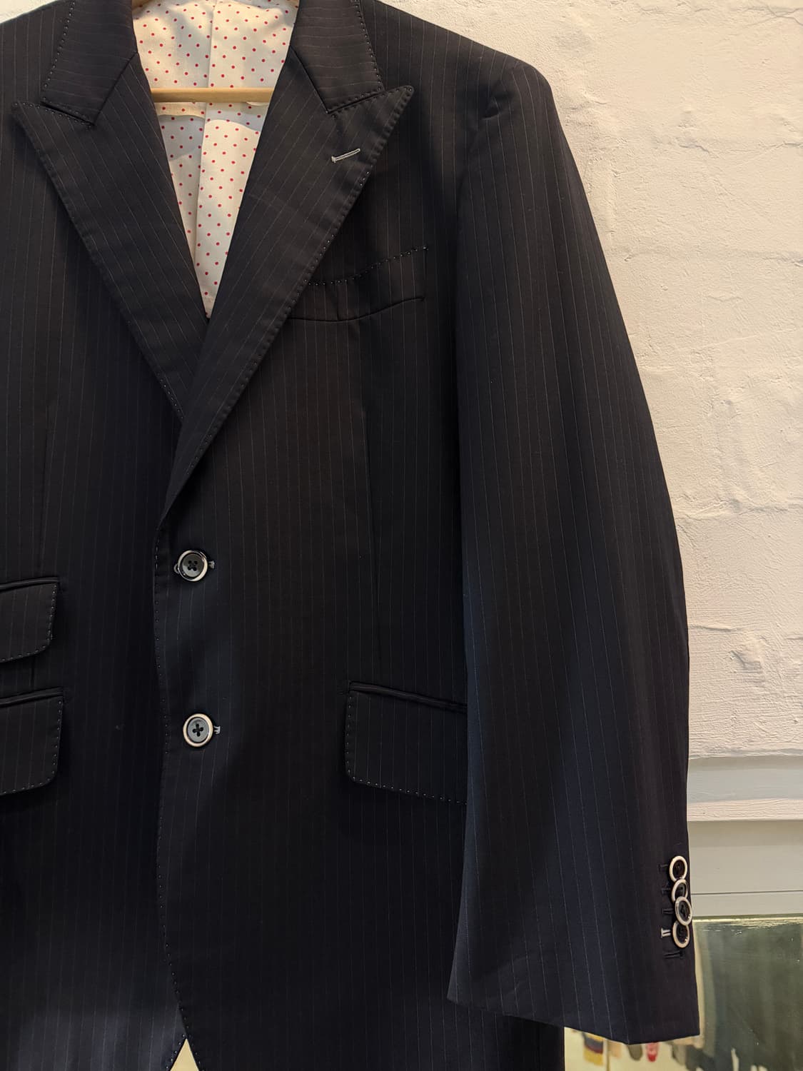 Jean Pablo 로로 피아나 울 스트라이프 블레이저 L 상품이미지3