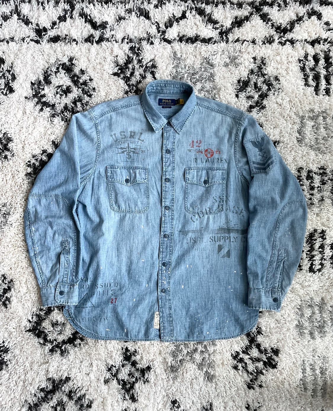 폴로 랄프로렌 해군 샴브레이 셔츠 폴로야상 폴로퍼티그 상품이미지1