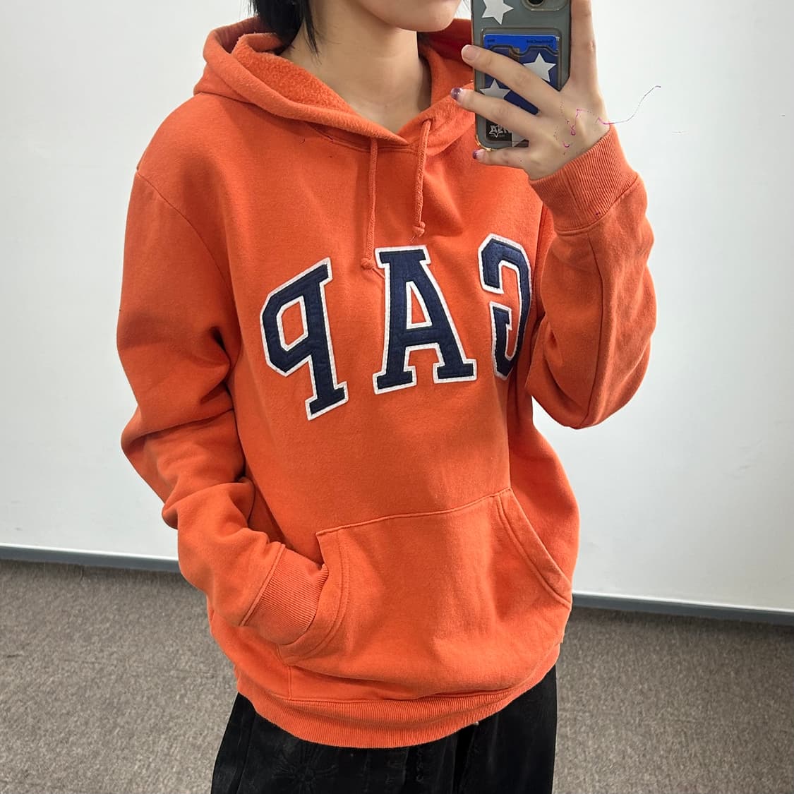 Gap 갭 네이비로고 오렌지 후드티 상품이미지2