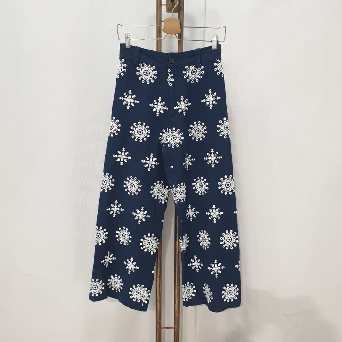 ZARA 네이비 블루 리넨 블렌드 큐롯 팬츠 XS 상품이미지2