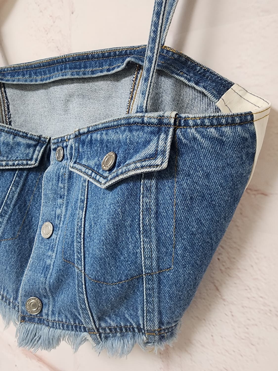 시스템 청 로우 컷 데님 탱크탑 상품이미지3