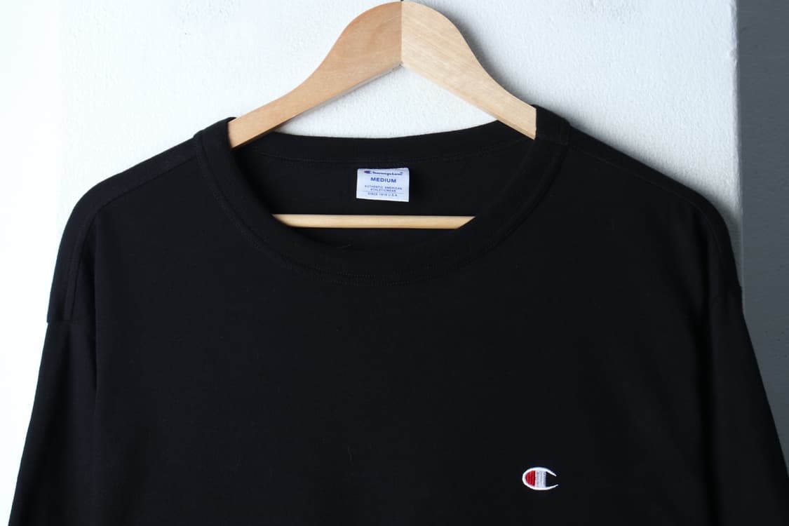 (M-XL) 챔피온 반팔 티셔츠 스몰로고 블랙 올드스쿨-H32455 상품이미지3