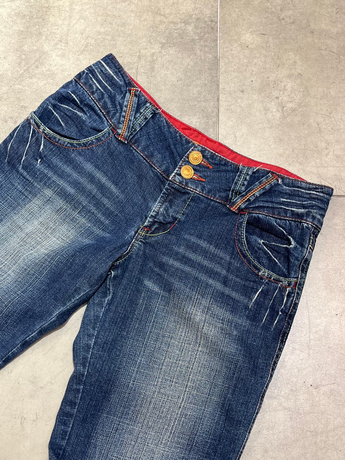 일본 빈티지 락펑크 포켓 자수 와이드 데님 팬츠 상품이미지9