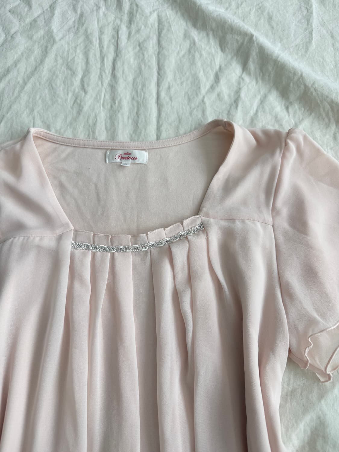 러블리페어리 쉬폰 베이비핑크 반팔 블라우스 상품이미지4