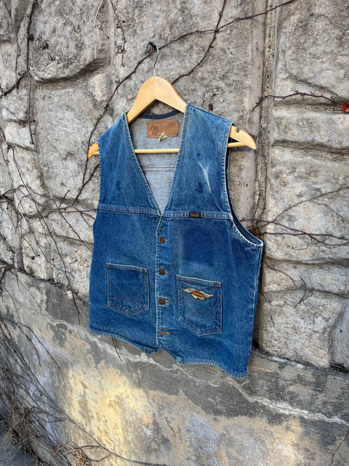 90s 랭글러 빈티지 페인팅 패치 커스텀 데님 베스트 조끼 상품이미지3