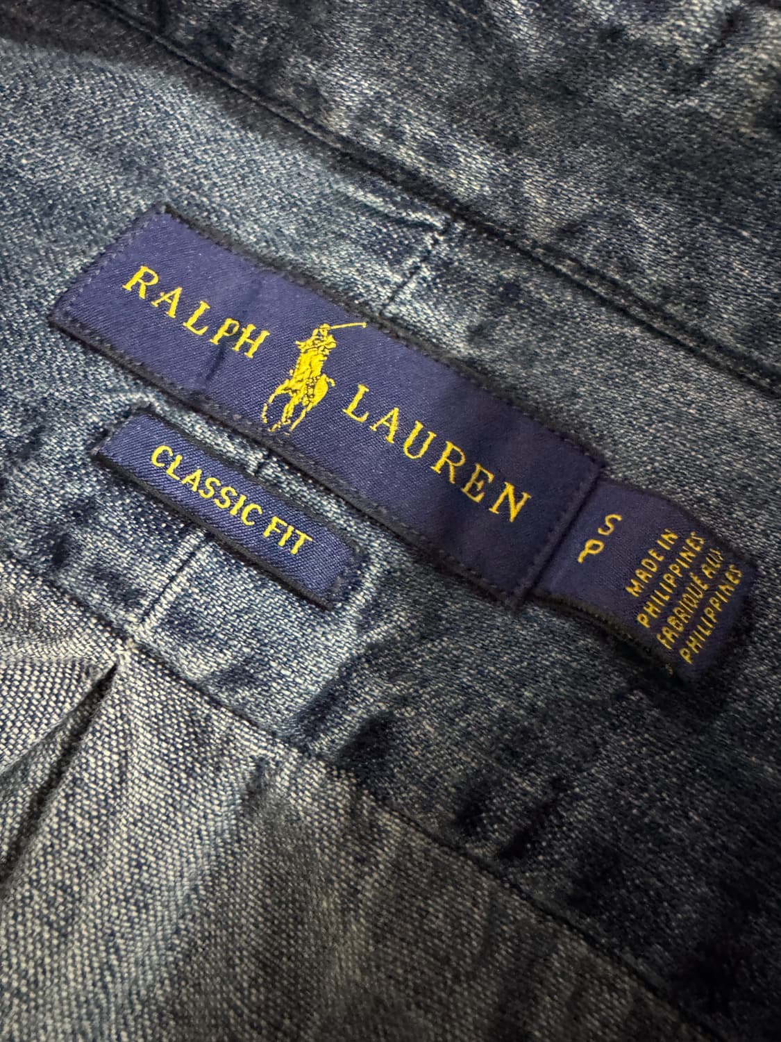 폴로 랄프로렌 신형 라벨 중청 워싱 데님 셔츠 S~M 상품이미지3