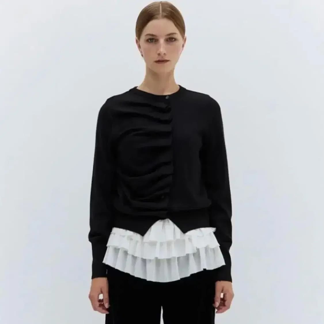 버뮬라 오블리크 니트 가디건 M 블랙 상품이미지1