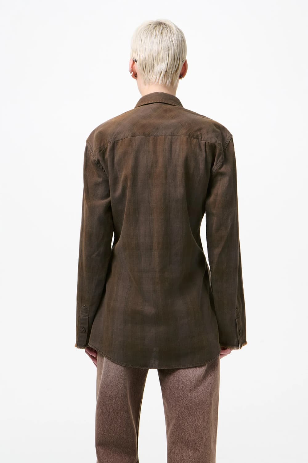 [34,36,38]아워레가시 26ss DAISY 체크 셔츠/브라운 상품이미지2