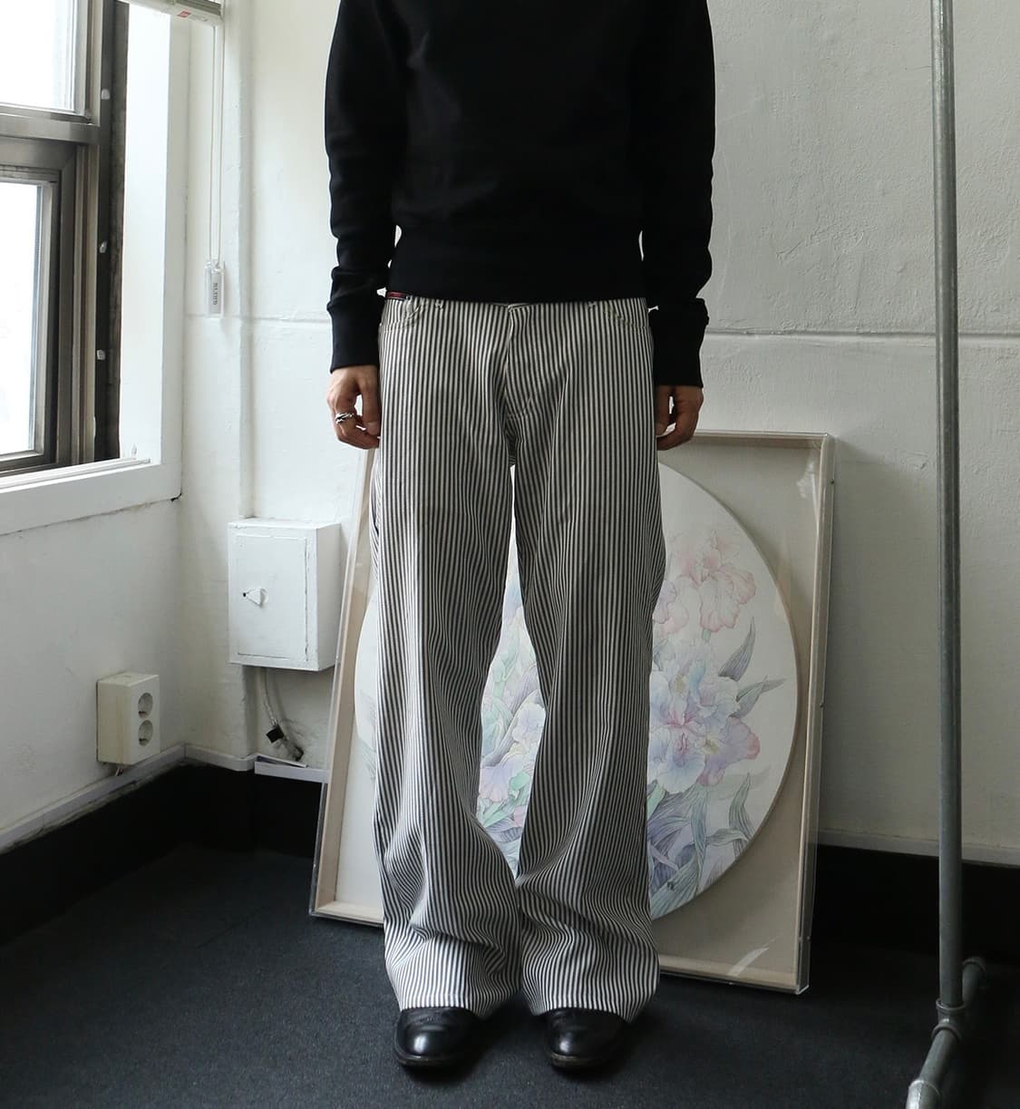  빈티지 핀스트라이프 플레어 팬츠 상품이미지1