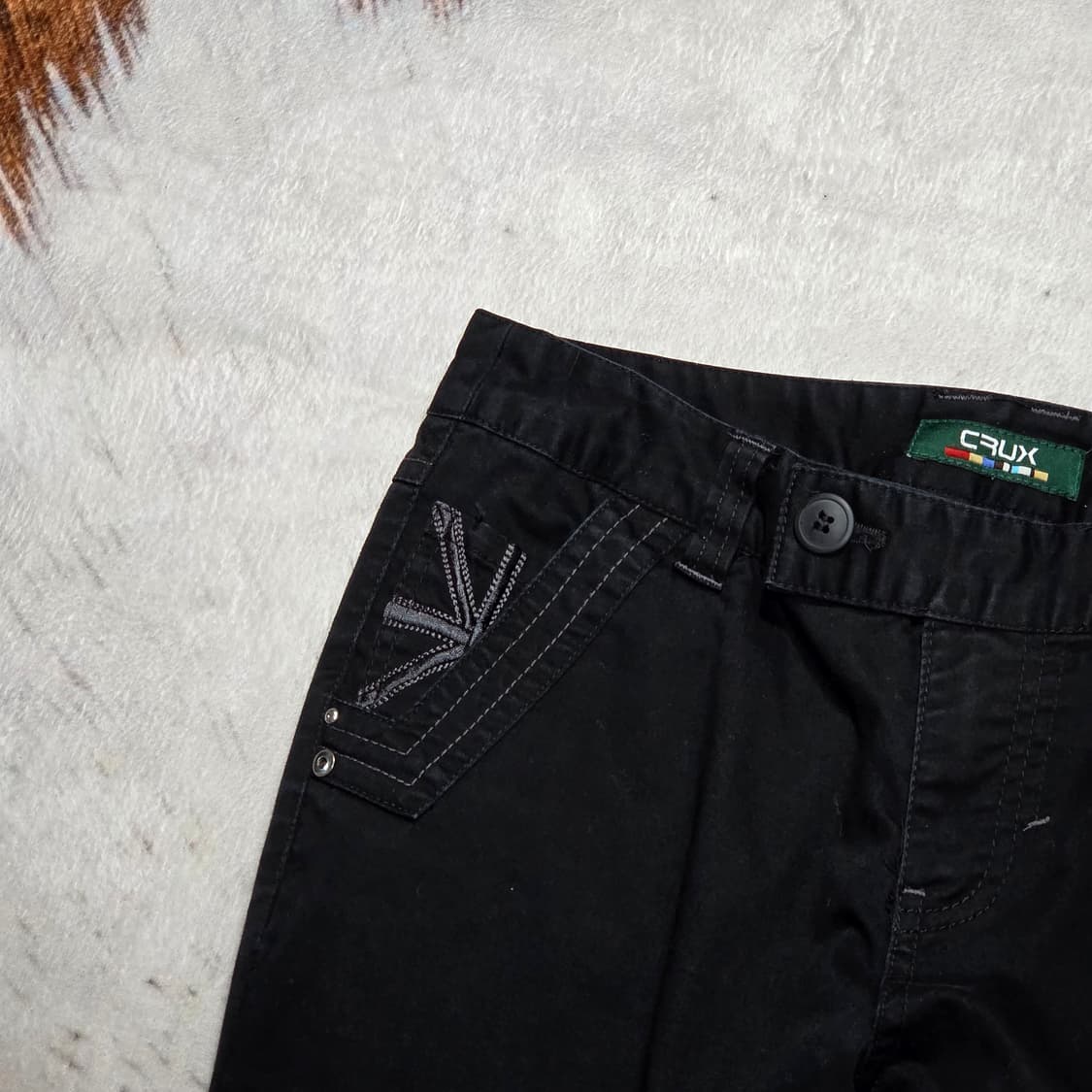 후면 자수 블랙 코튼 팬츠 상품이미지2