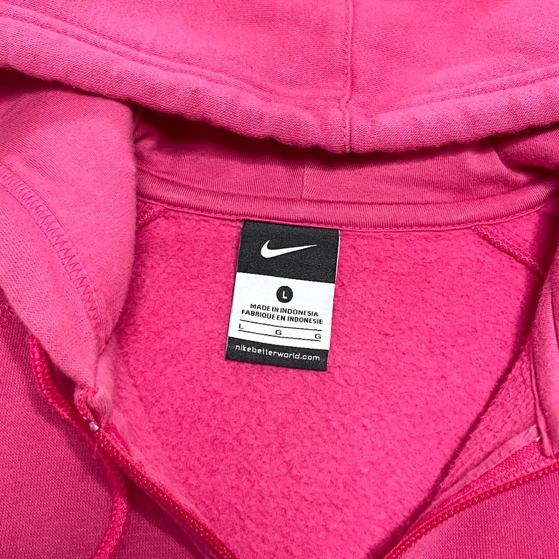 나이키 스우시 핑크 기모 후드집업 여성L 상품이미지3