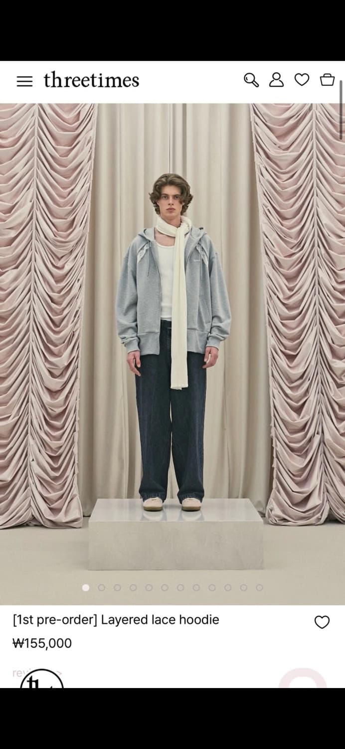 쓰리타임즈 Layered lace hoodie 상품이미지7