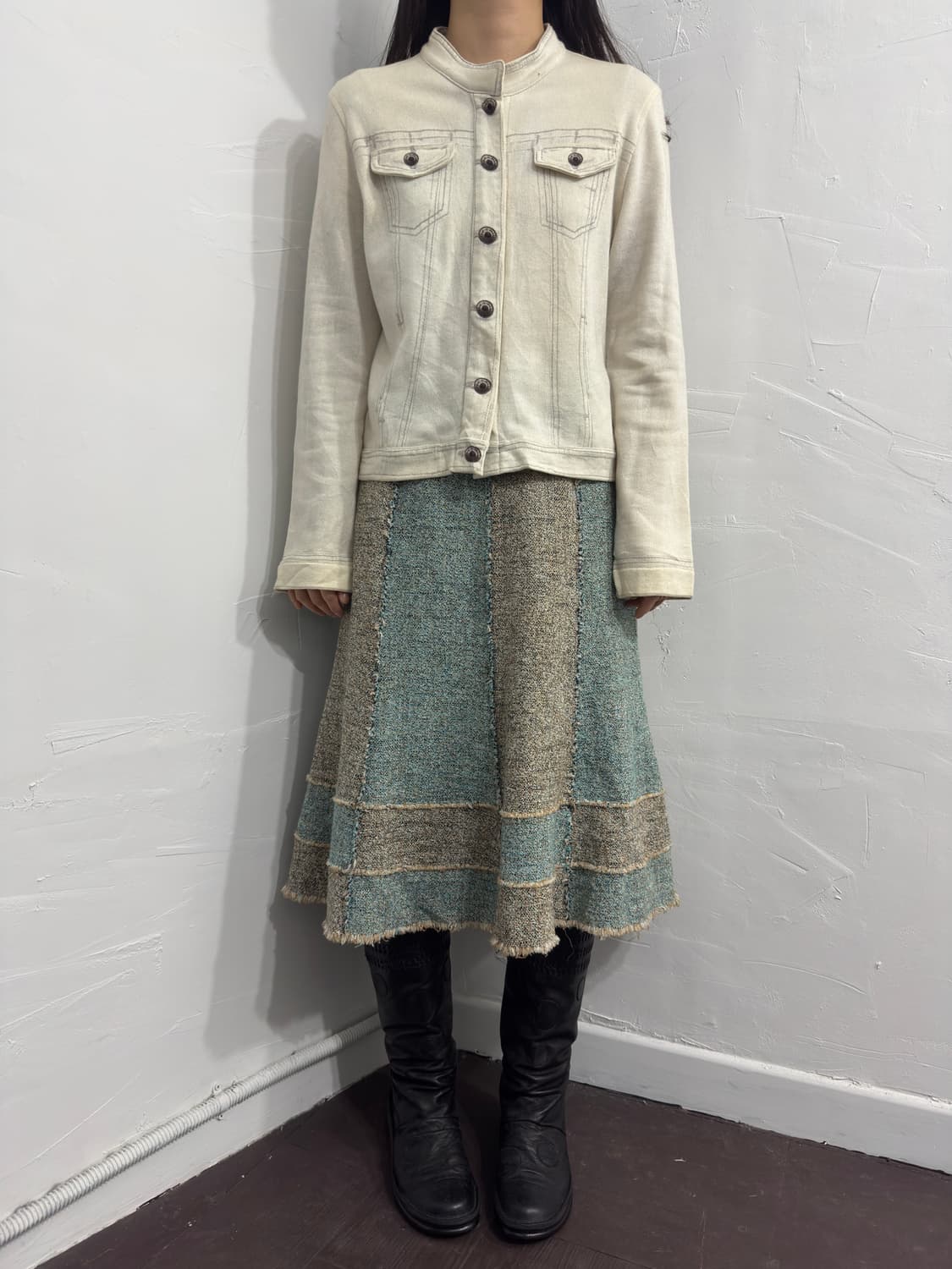 cest mojieu twid patchwork design skirt 상품이미지2