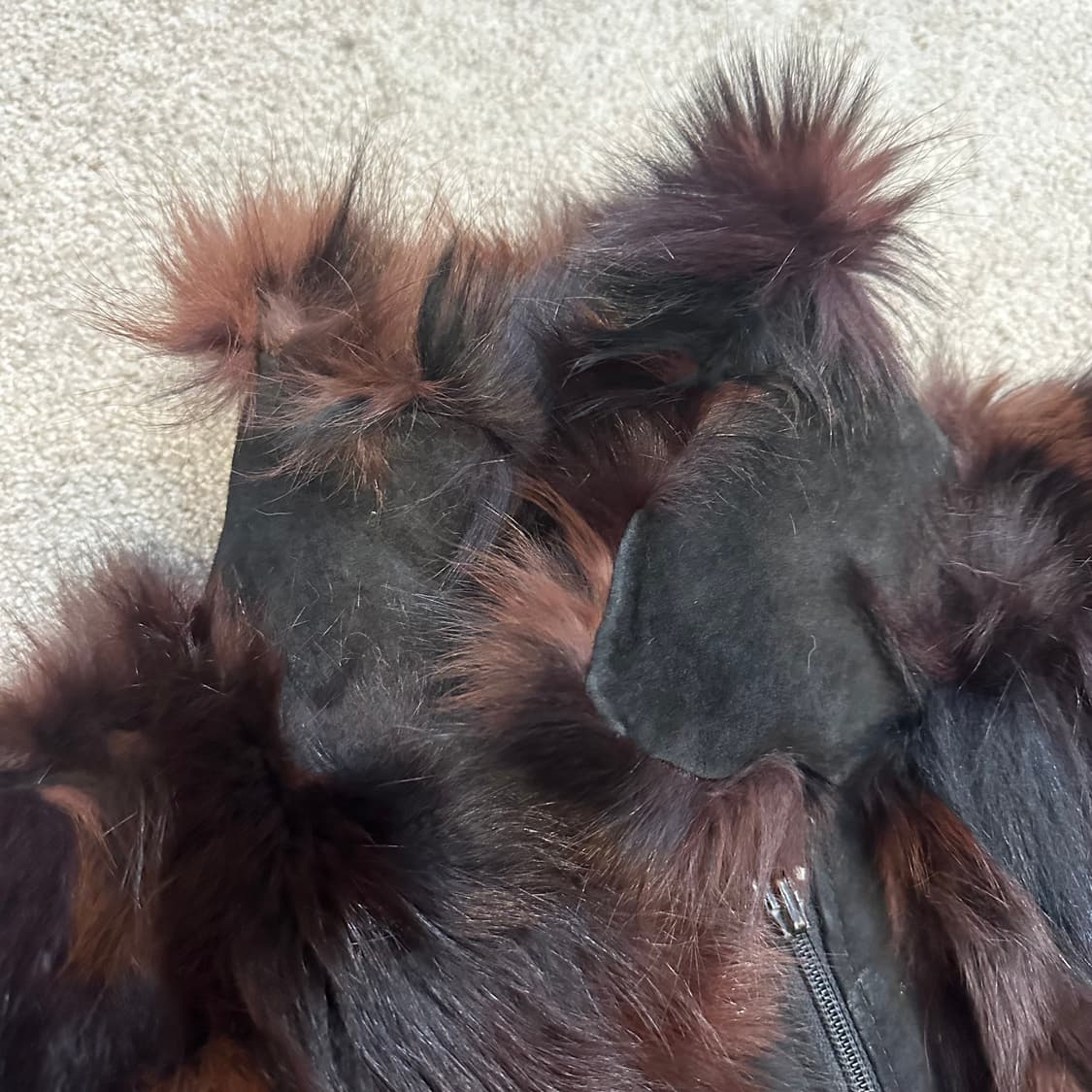 한양모피 브라운/베이지 믹스컬러 사가폭스 집업M 상품이미지6