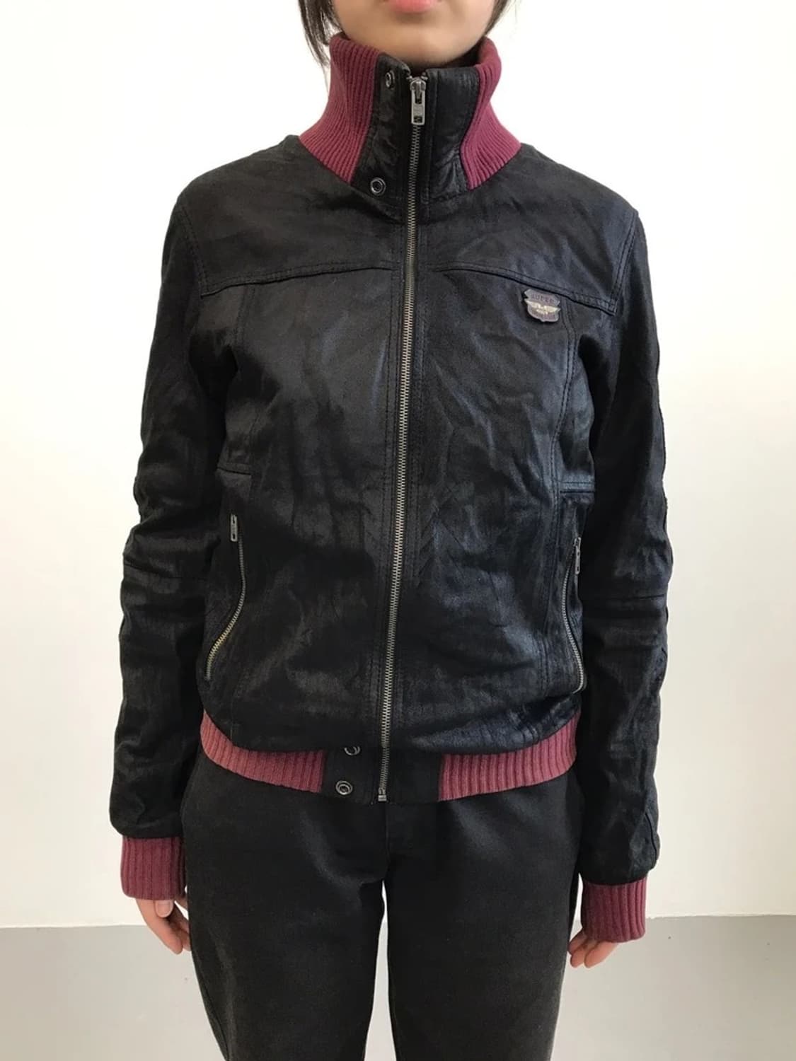 Superdry Crashed Biker Leather Jacket 상품이미지2