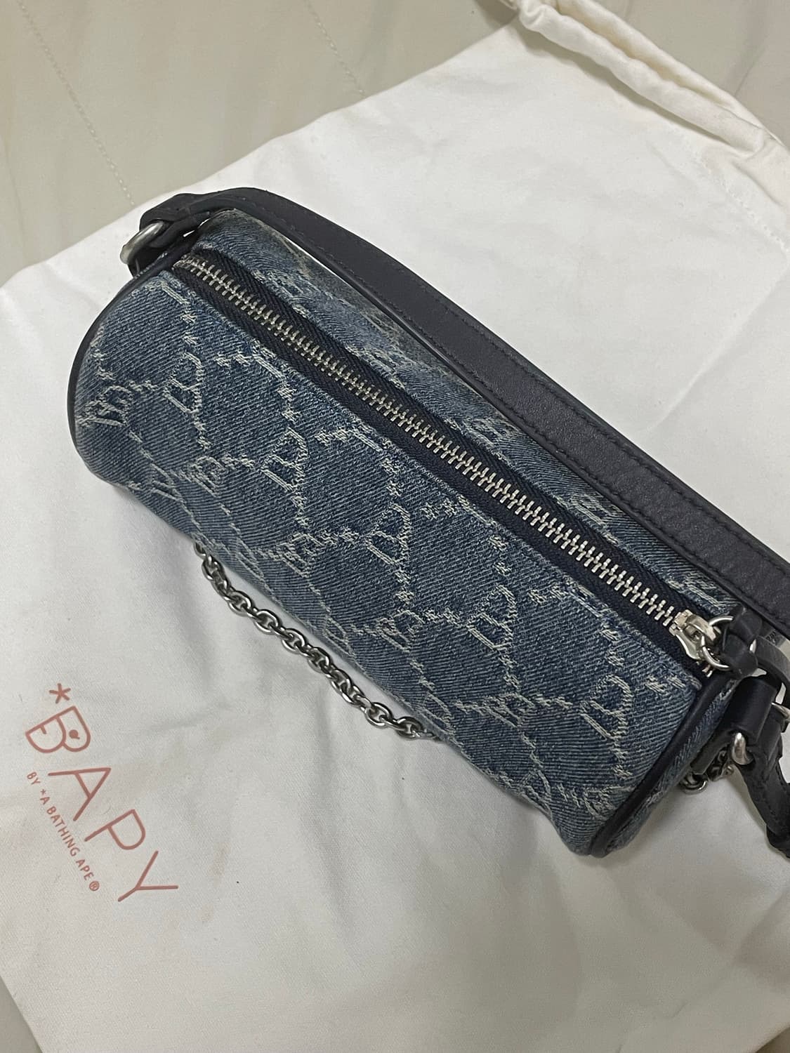 BAPY 원통 데님 y2k 미니 숄더백 상품이미지1