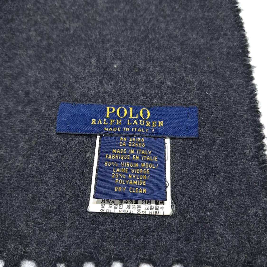 MX551 폴로 90s 이태리판 울 양면 블랙차콜 머플러 목도리 상품이미지4