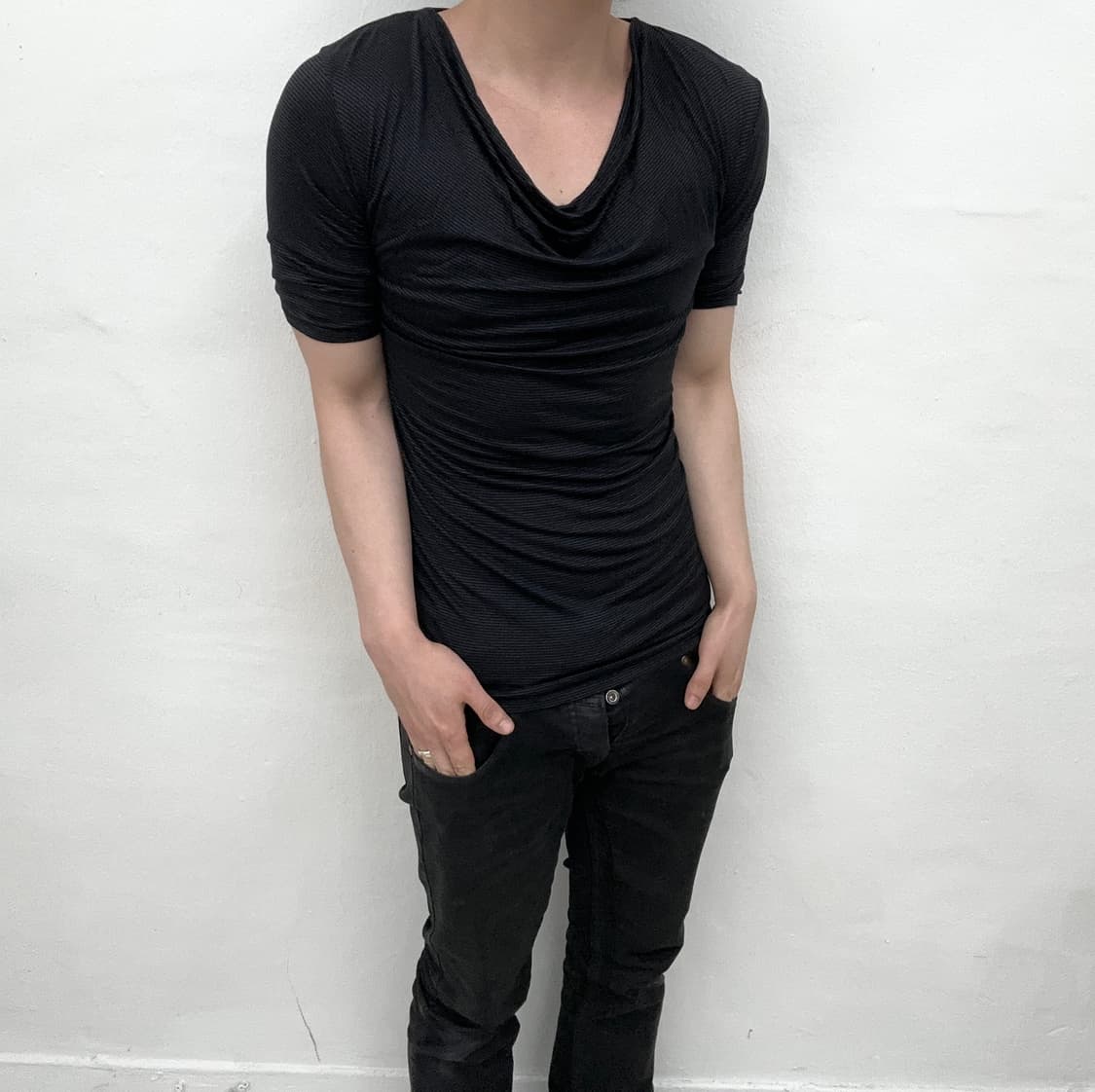 Fuga stripe drape short sleeve 상품이미지4
