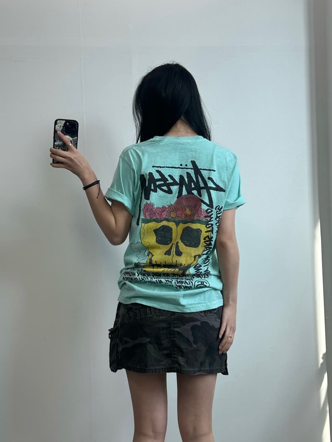 스투시 00s 스컬 민트 반팔 티셔츠 상품이미지1