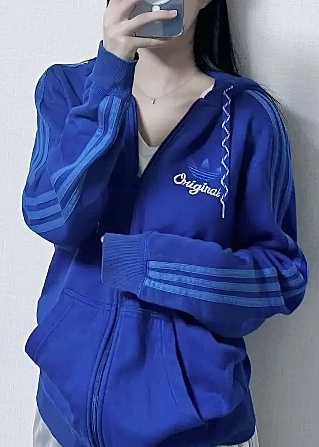 아디다스 후드 집업 후디 스웻 파랑 블루 하늘색 삼선 오리지널 XS 정품 상품이미지2