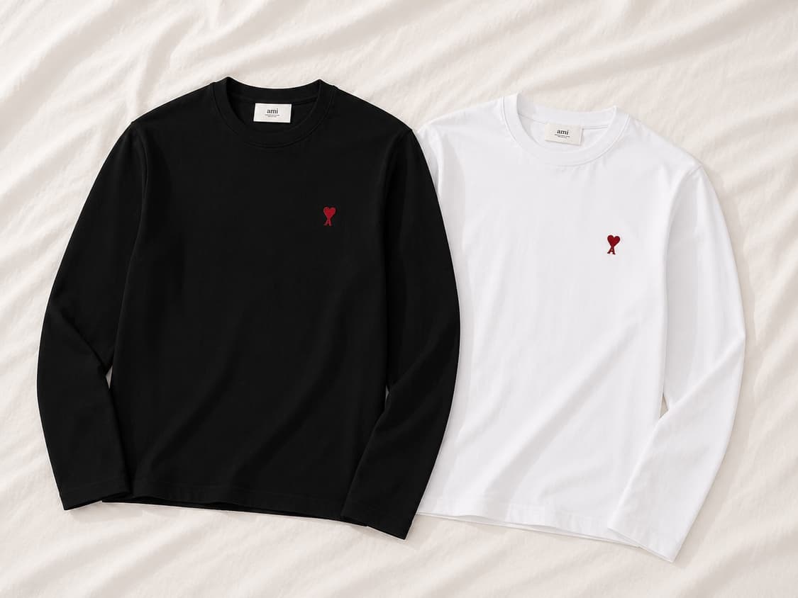 아미 스몰로고 롱슬리브 긴팔티 블랙/화이트 새상품 상품이미지1