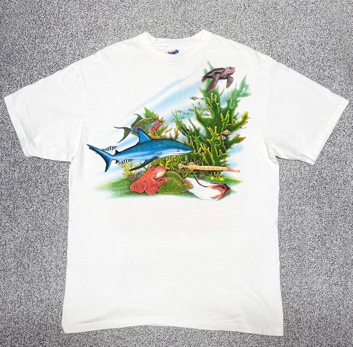 90s 빈티지 헤인즈 beefy-t 아쿠아리움 프린팅 티셔츠 상품이미지1