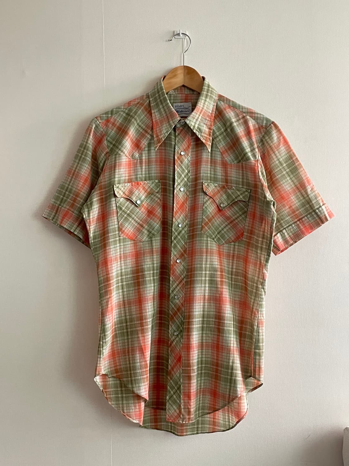 60s Sears Westerner Plaid half Shirt 상품이미지1