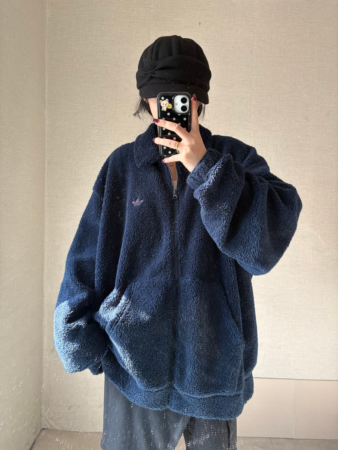 아디다스 네이비 오버핏 빅파이어버드 후리스 상품이미지2