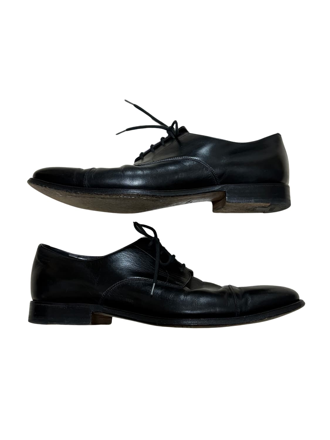 Prada black Leather cap toe derby shoes 상품이미지1