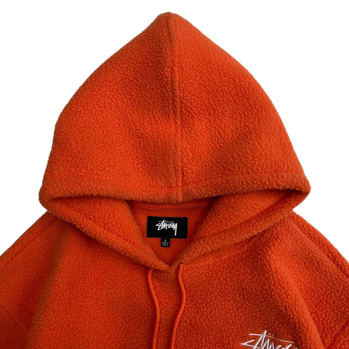 스투시 자수로고 오렌지 뽀글이 후디 L 상품이미지5