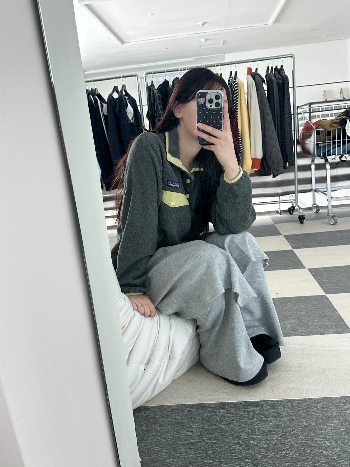 파타고니아 신칠라 그레이/라임 스냅 플리스  상품이미지4