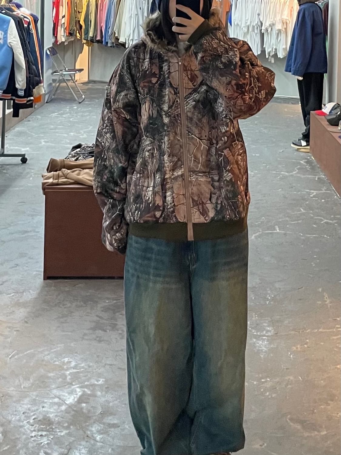 빈티지 y2k 리얼트리패턴 후드집업 H1302 상품이미지1