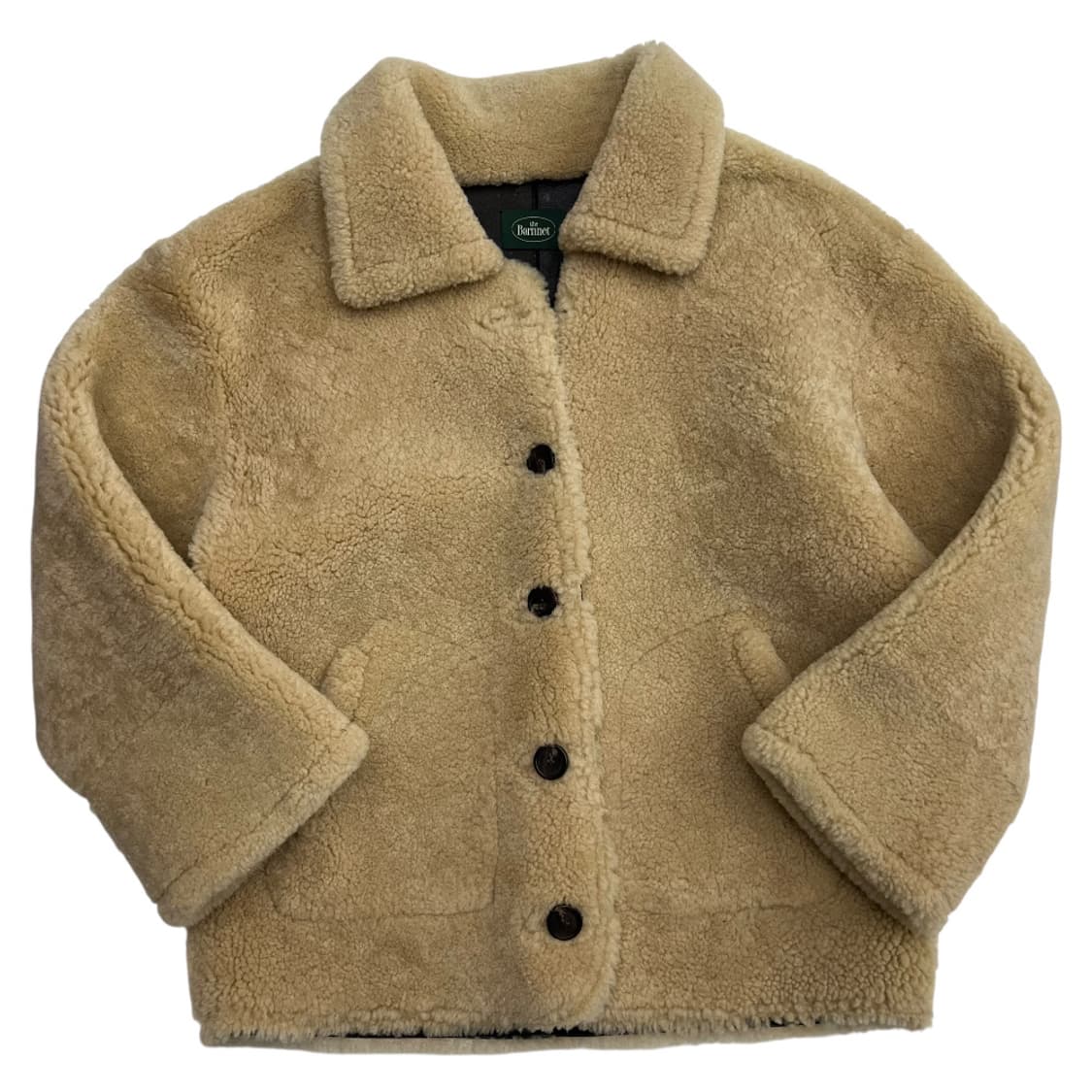 더바넷 리얼 양모 베이지 버튼 무스탕 자켓 상품이미지4