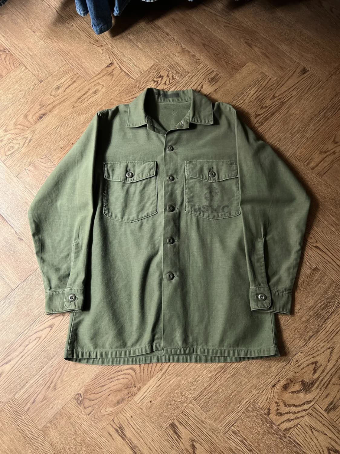 [M]70's 오리지널 USMC OG-107 밀리터리 셔츠 상품이미지1