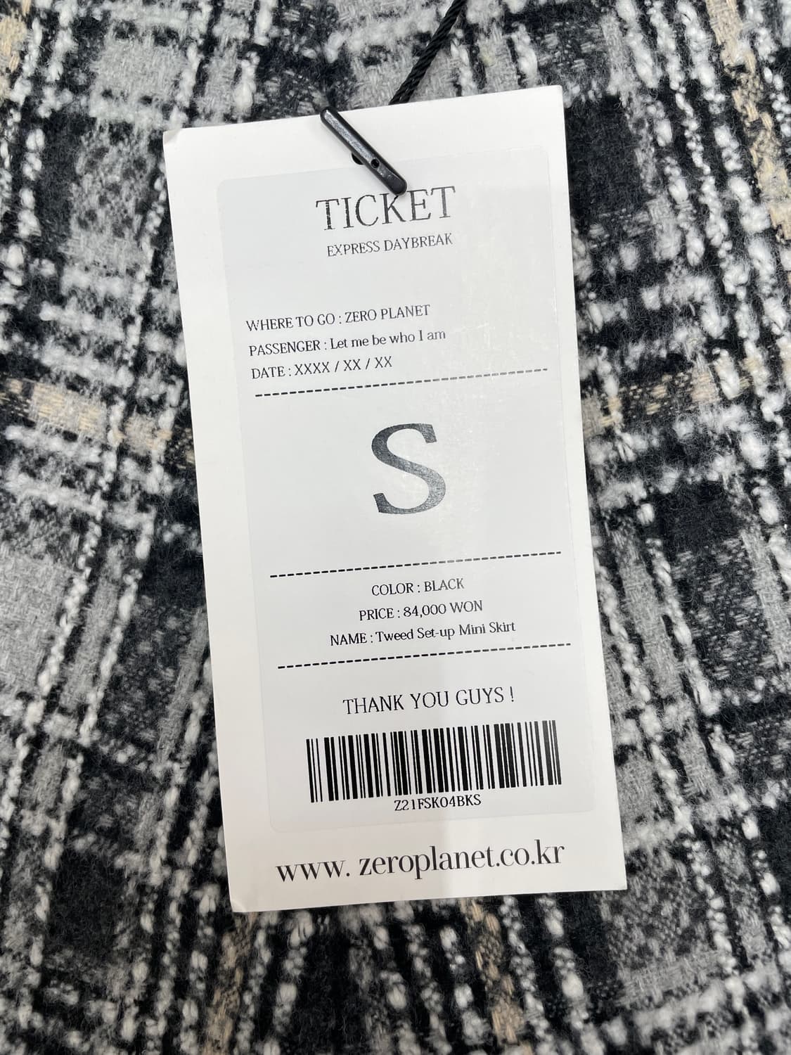 제로플래닛(ZERO PLANET) 트위드 체크 미니 스커트 상품이미지6