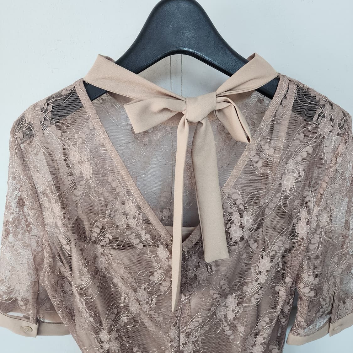 살롱 드 매그 시스루 롱 원피스 베이지톤 상품이미지4