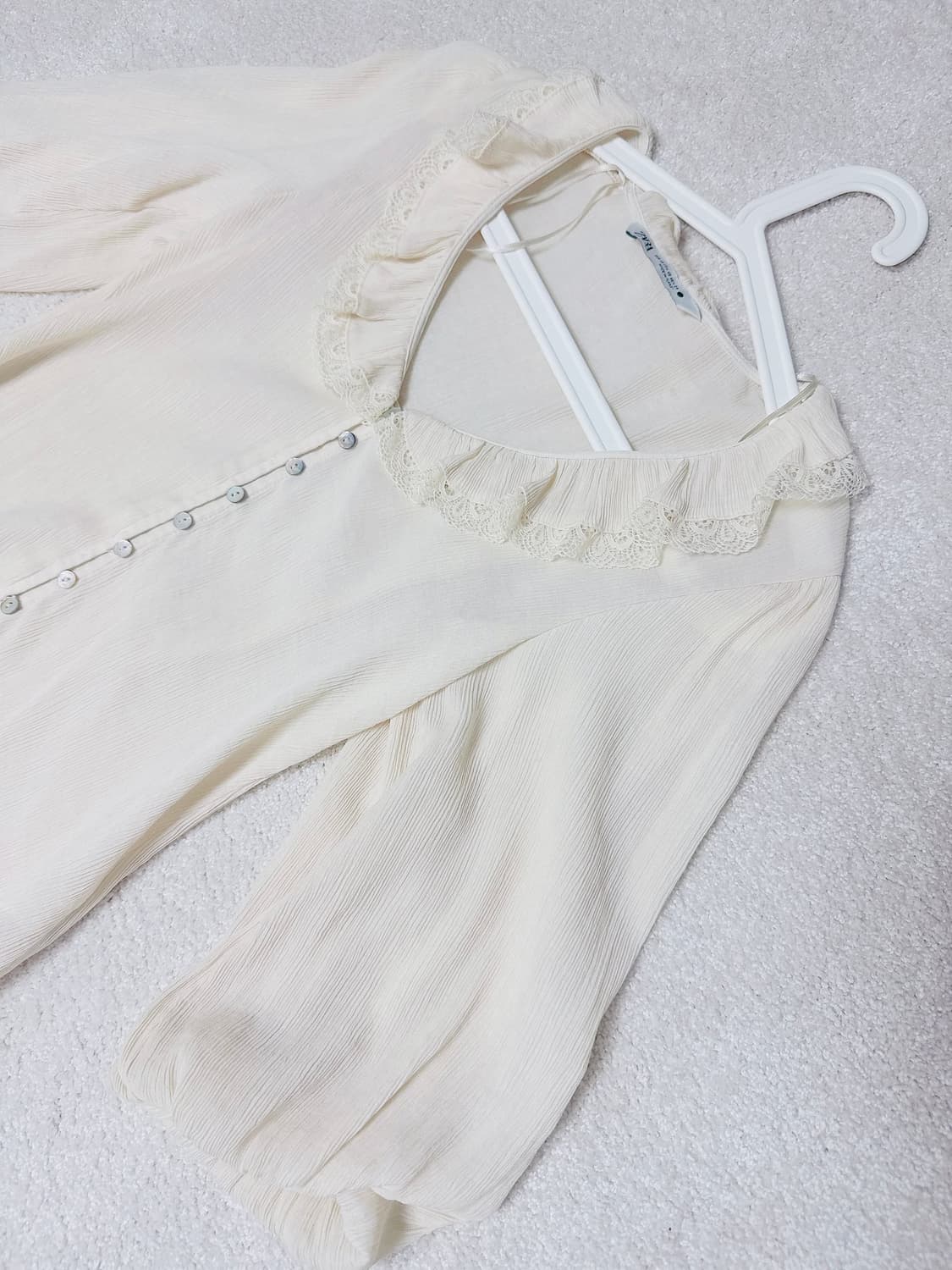 자라 러플 아이보리 빈티지 오버핏 블라우스 상품이미지4